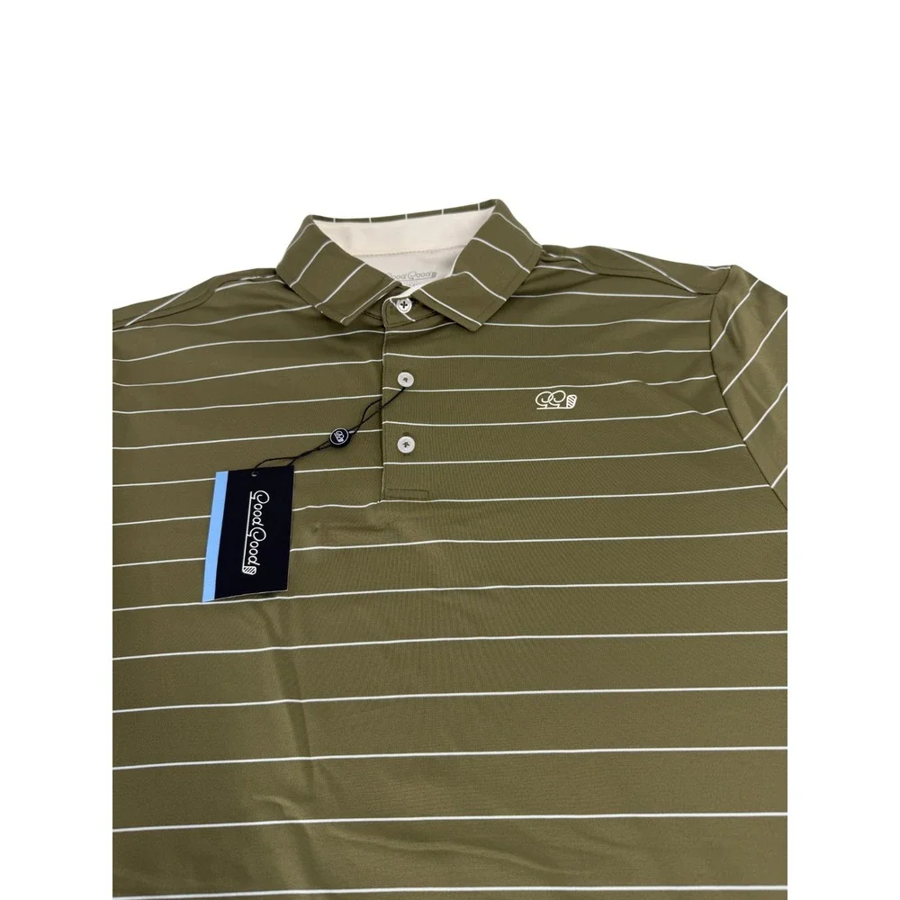 Good Good Golf Stance Stripe Polo Shirt Mens Size L Large Green NWT - Picture 4 of 5